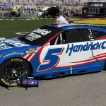 Kyle Larson's No. 5 Hendrick Motorsports Chevrolet on the grid at Las Vegas Motor Speedway in March 2026