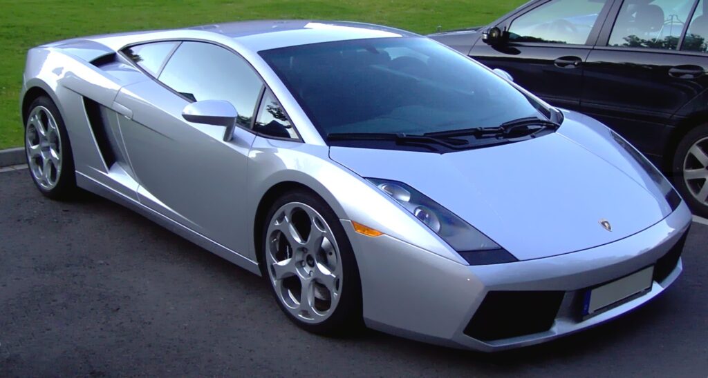 A silver Lamborghini Gallardo