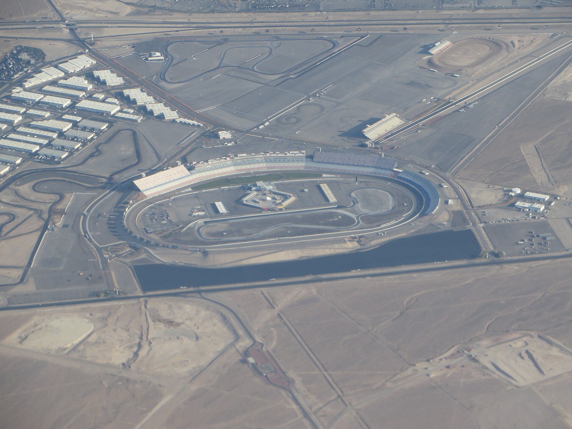 Aerial view of Las Vegas Motor Speedway and its surrounding facilities in 2014