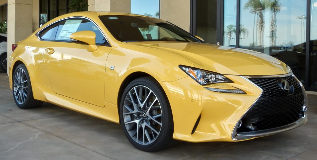 Yellow Lexus RC 350 coupe