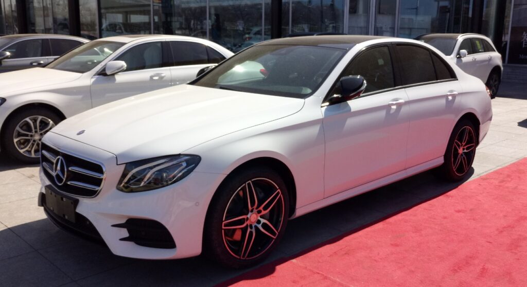 White Mercedes-Benz E-Class W213 sedan