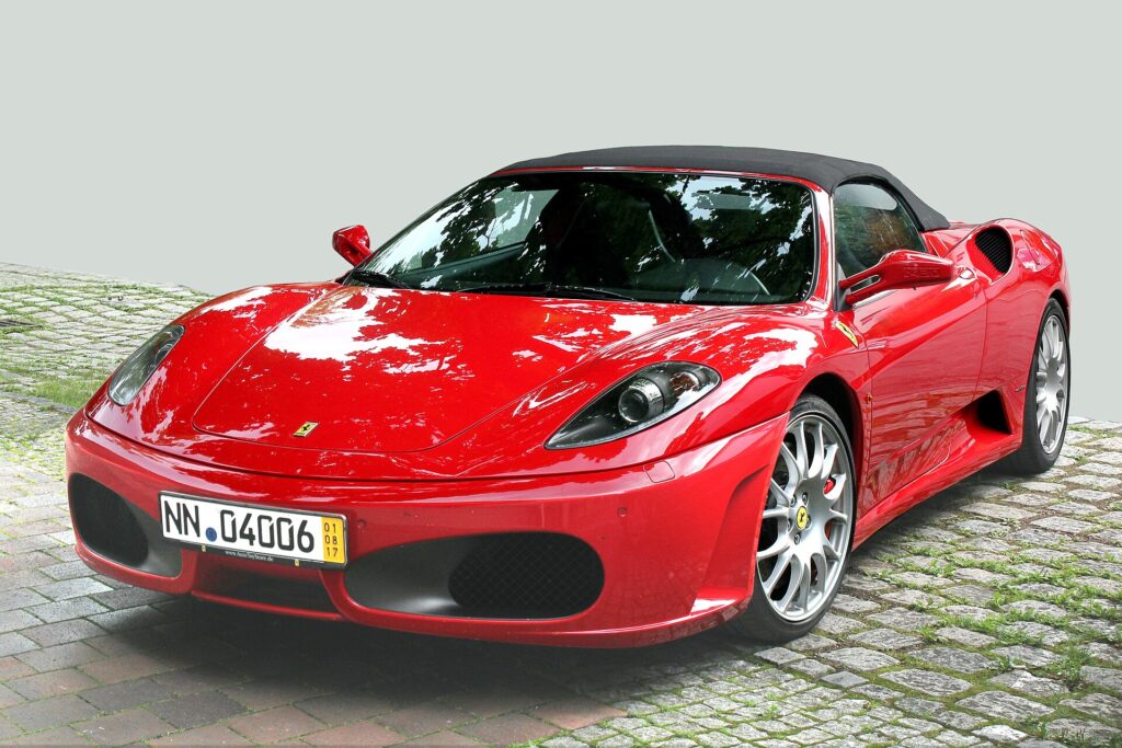 Red Ferrari F430 Spider convertible