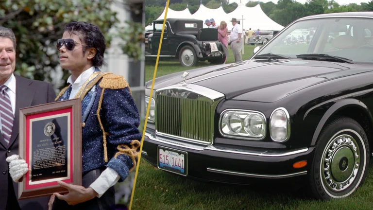 Michael Jackson at the White House in 1984 beside a black Rolls-Royce Silver Seraph