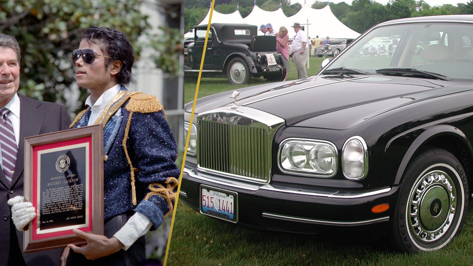 Michael Jackson at the White House in 1984 beside a black Rolls-Royce Silver Seraph