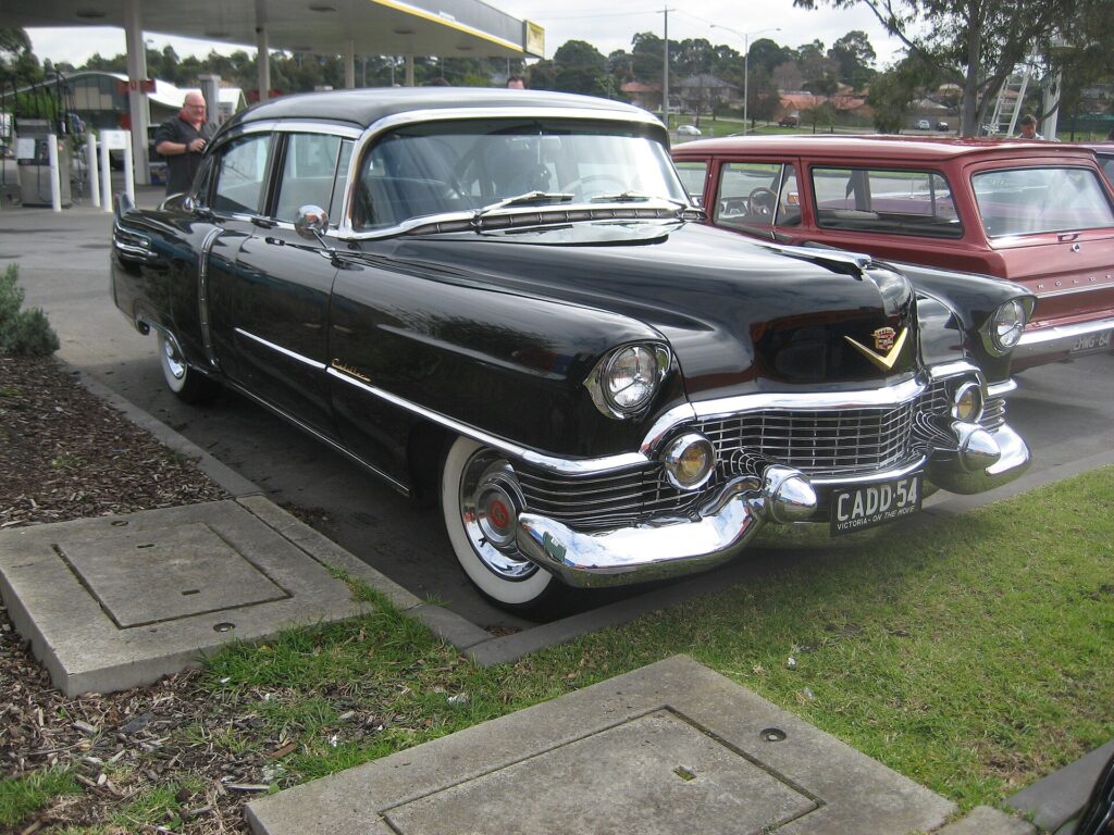 A black 1954 Cadillac Fleetwood sedan