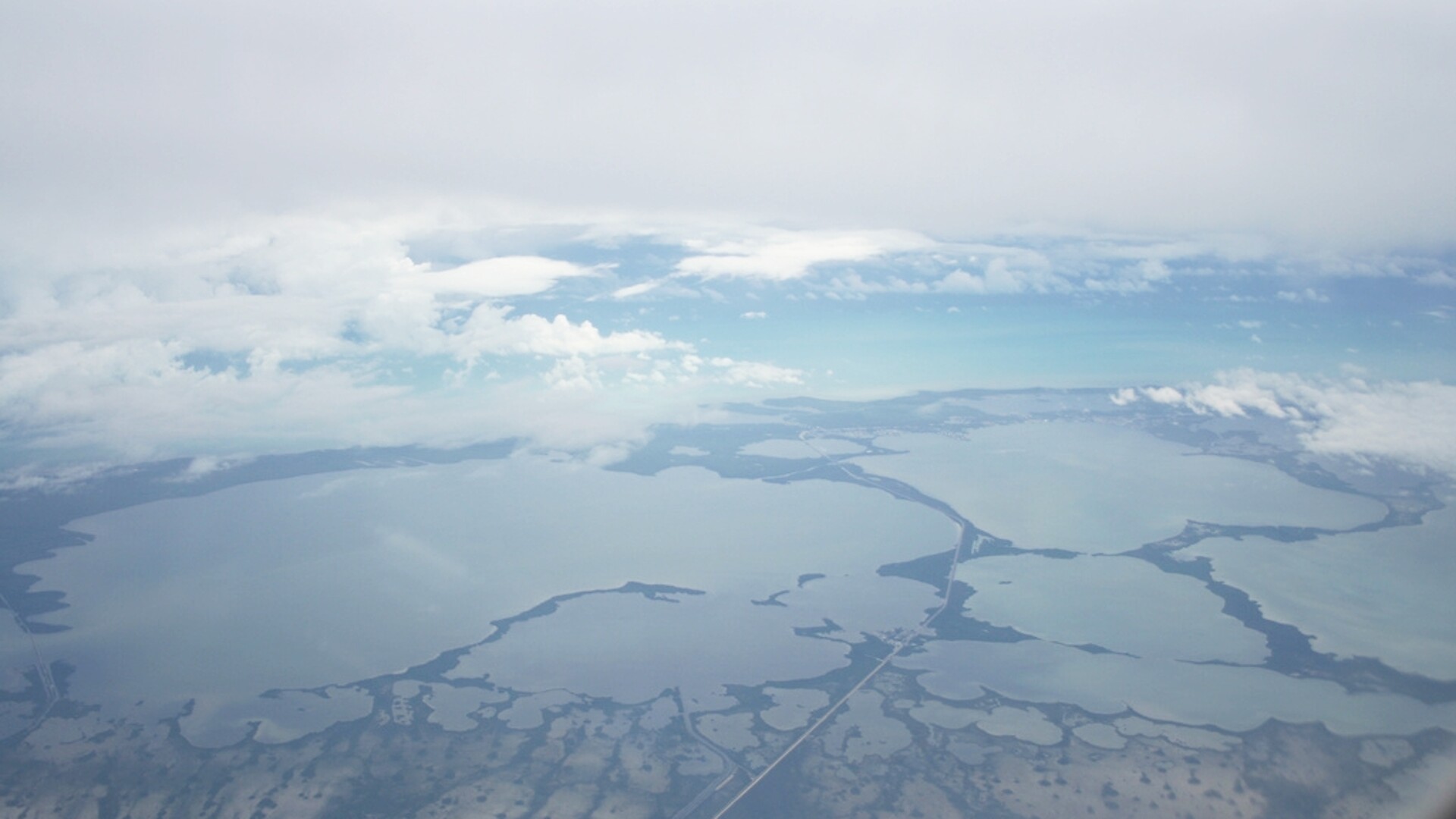 Aerial view of the Overseas Highway (U.S. 1) running through the Florida Keys