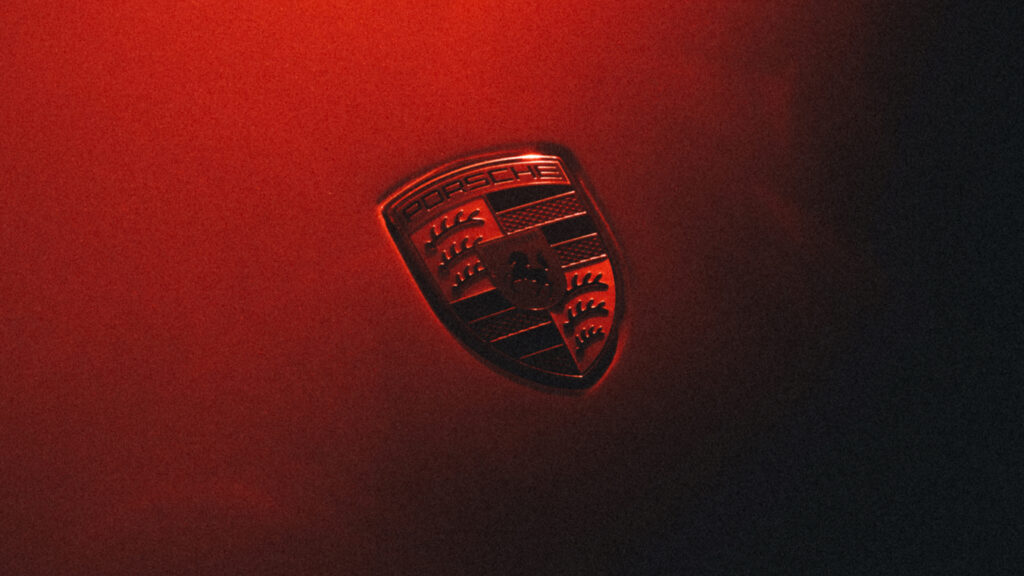 Porsche crest on Mission S teaser bodywork