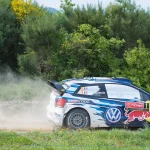 Sébastien Ogier's Volkswagen Polo R WRC on the Baião stage of the 2016 Rally de Portugal