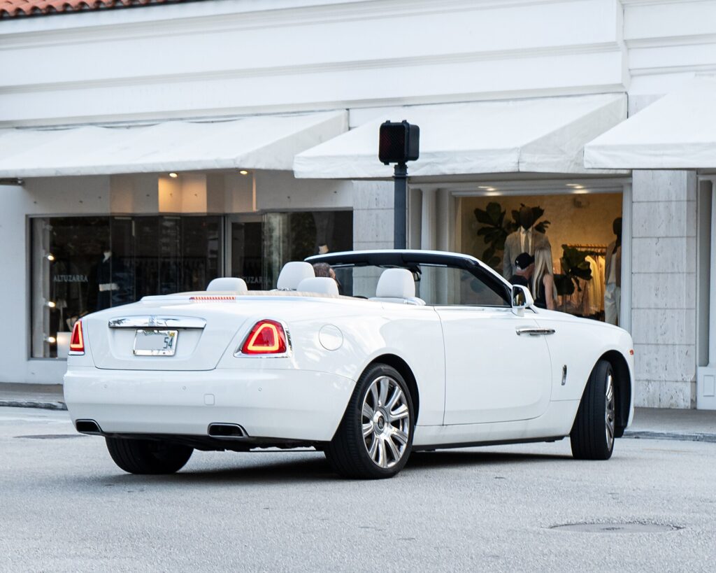 White Rolls-Royce Dawn convertible