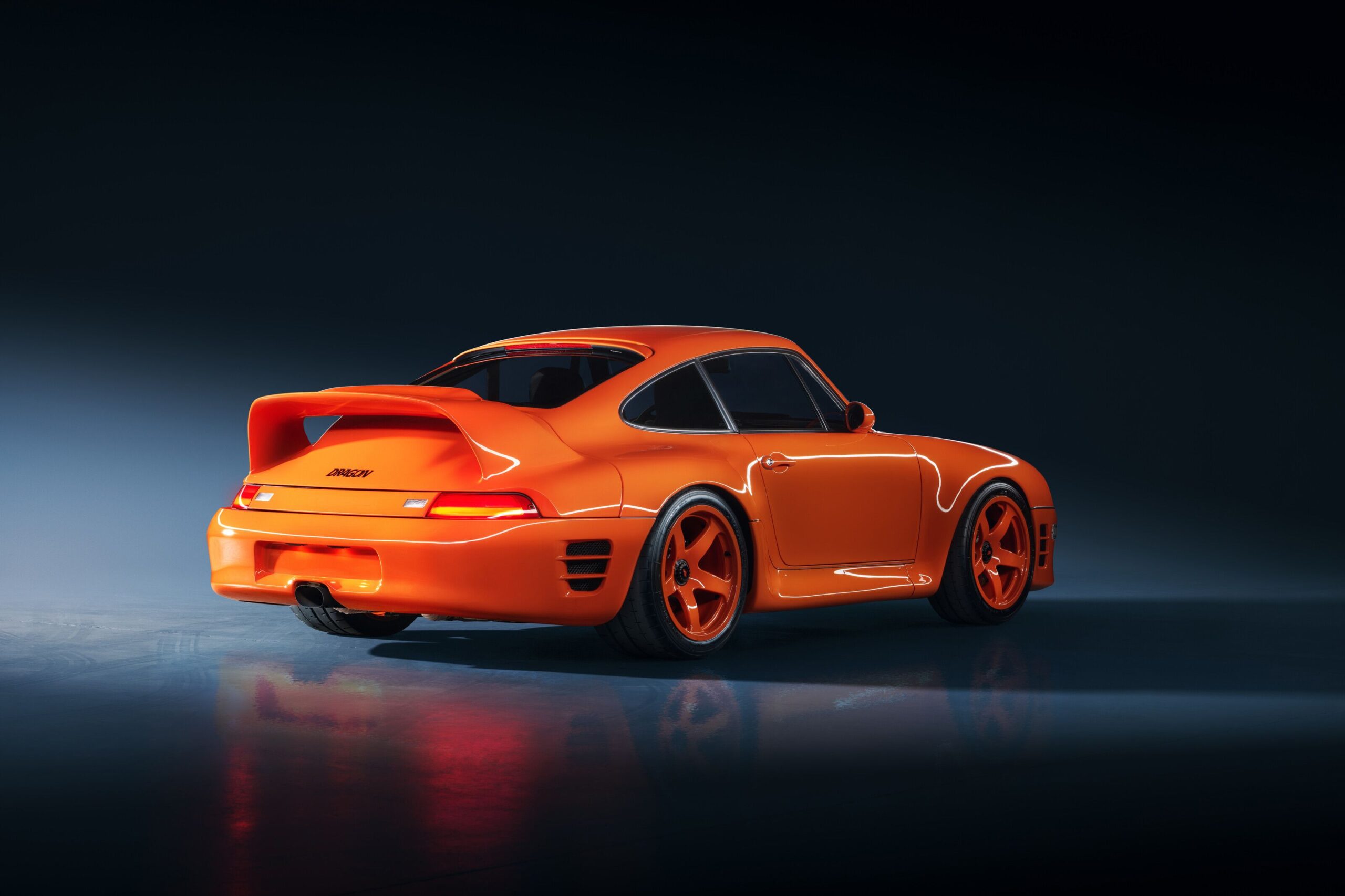 RUF Project Dragon rear three-quarter view with clamshell bi-wing