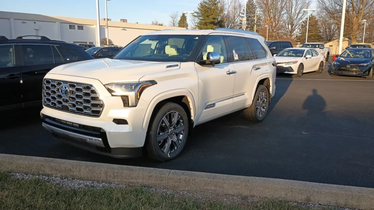 Front three-quarter view of a 2023 Toyota Sequoia SUV, file photo