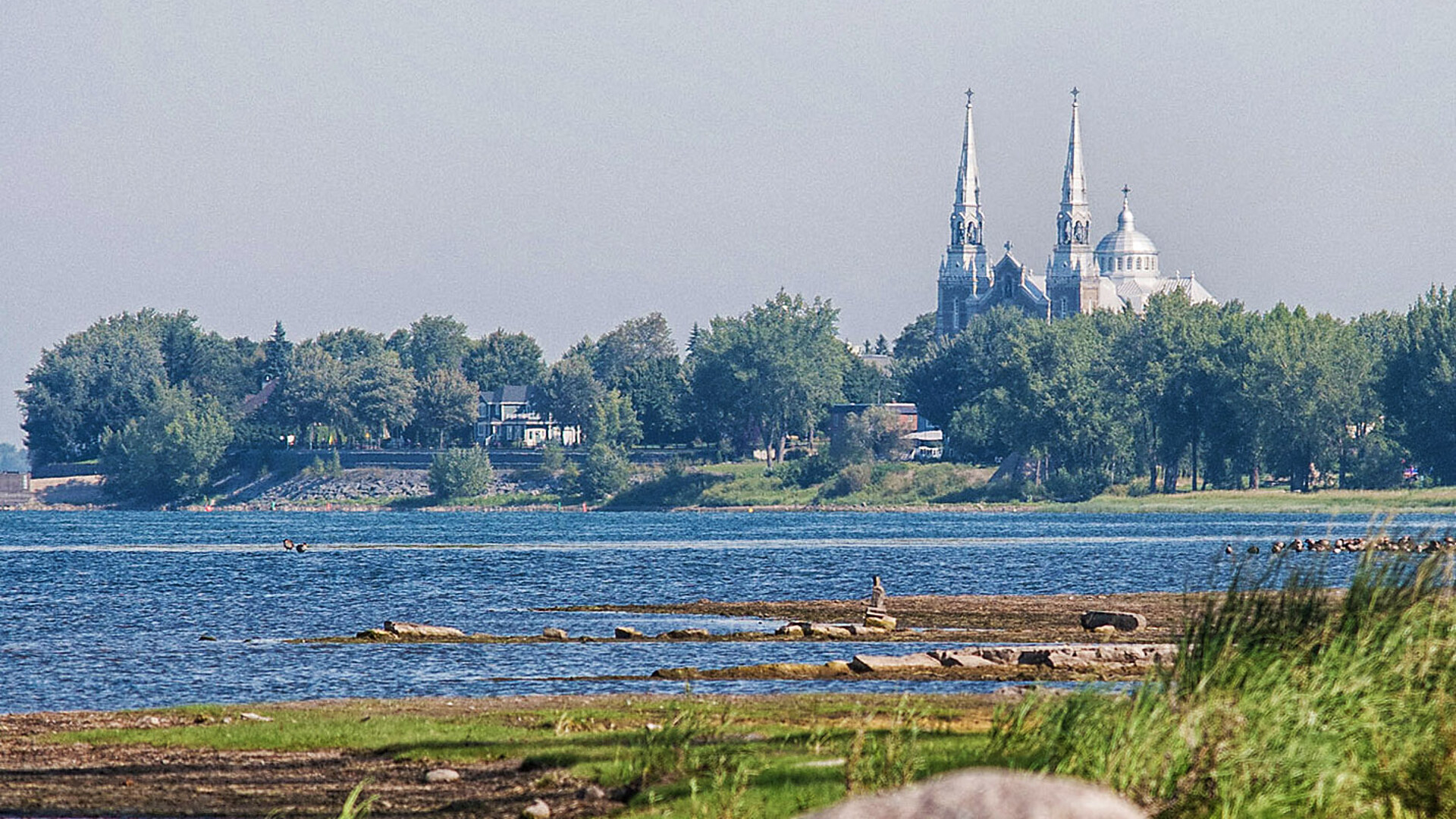 The St. Lawrence River at Varennes, Quebec, where The Stunt Driver filmed its rocket-car jump scenes