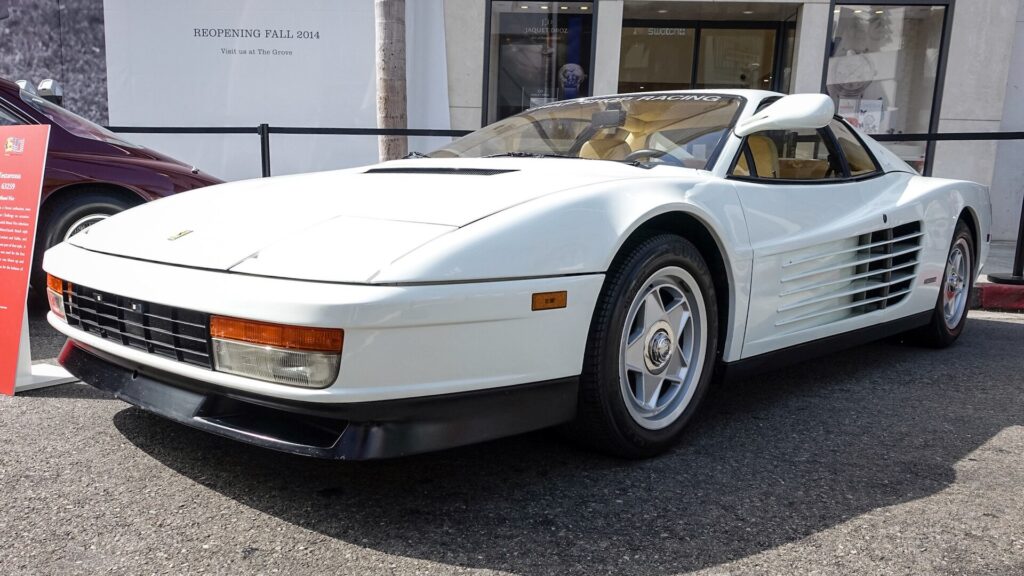 White Ferrari Testarossa parked outdoors