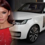 Zendaya beside a white Land Rover Range Rover SVAutobiography (photo illustration)
